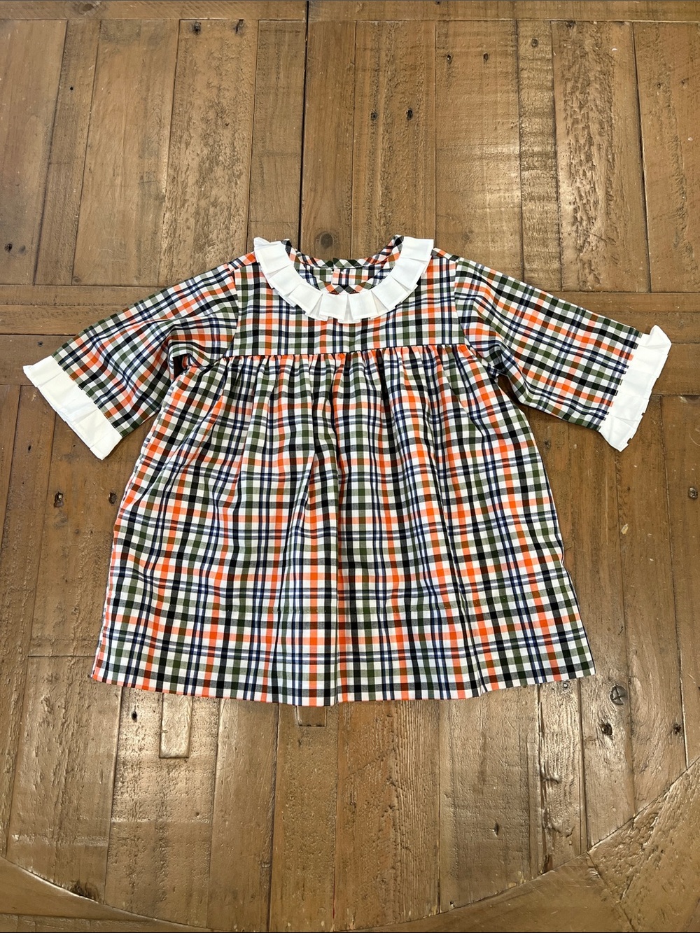 Remember Nguyen fall plaid ruffle collar dress 18 months nwot